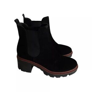 Antonio de Faria Black Suede Chelsea Rubber Pull-On Boots Size 6.5